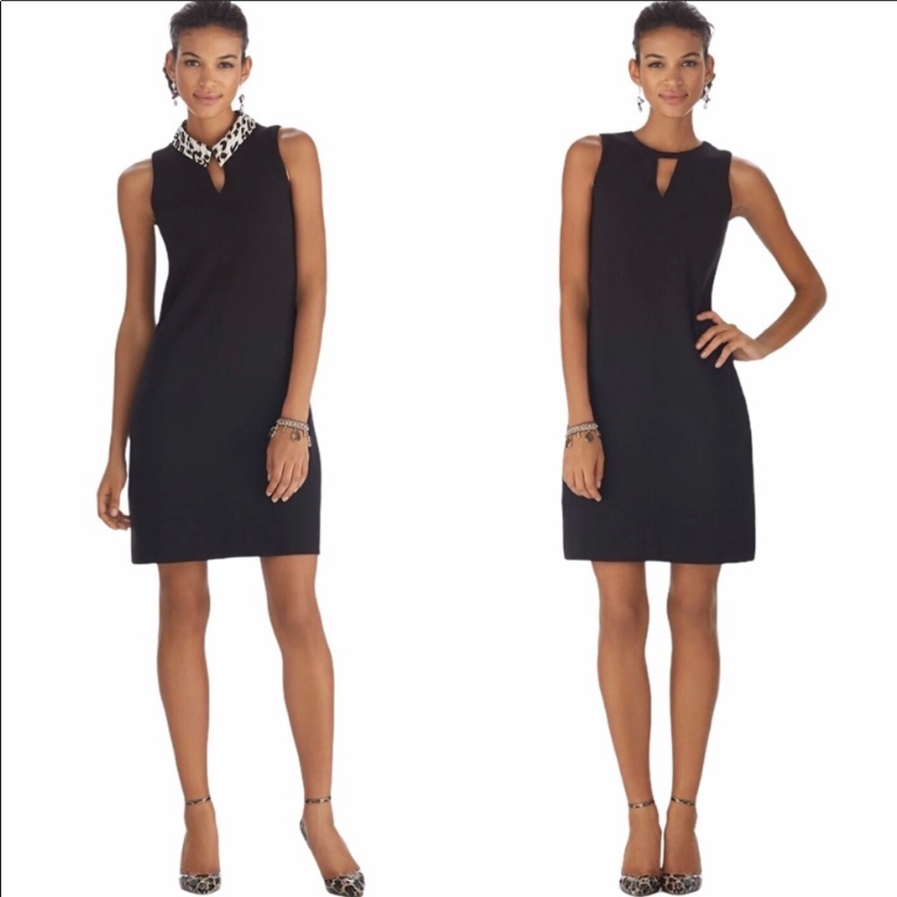WHBM Genius Leopard Black or No Collar Black Silhouette Dress